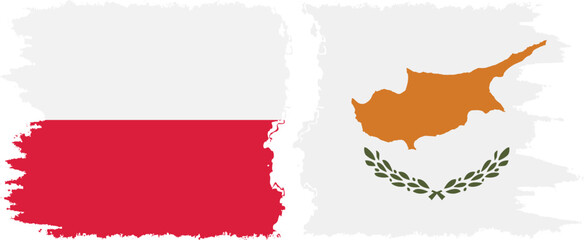 Cyprus and Poland grunge flags connection vector