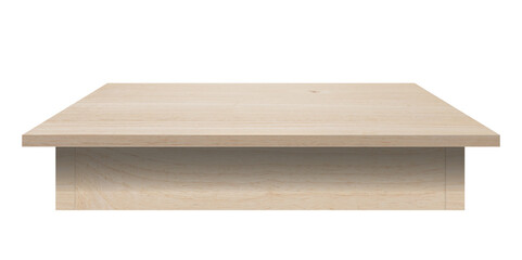 empty table made from old pine wood isolated on transparent background with clipping path for display or product.
