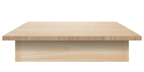 empty table made from old pine wood isolated on transparent background with clipping path for display or product.