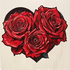 Artistic Illustration of Red Roses Shaped Like a Heart