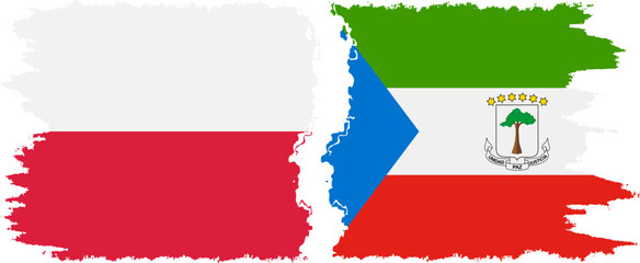 Equatorial Guinea and Poland grunge flags connection vector