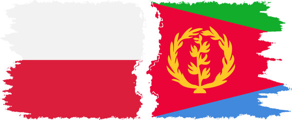 Eritrea and Poland grunge flags connection vector