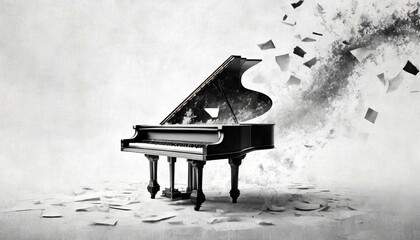piano and music notes
