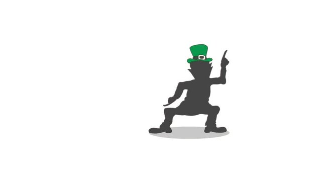Dancing leprechaun silhouette with an irish hats animation. Concepts of happy st  patrick's day celebration. St. Patrick 's Day background.