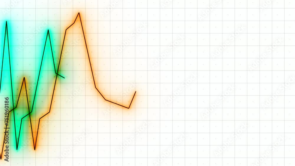 Aufkleber moving multicolored chart lines. design. animation of moving graph values with lines on business dia