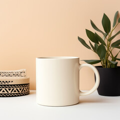 Blank coffee mug template boho style