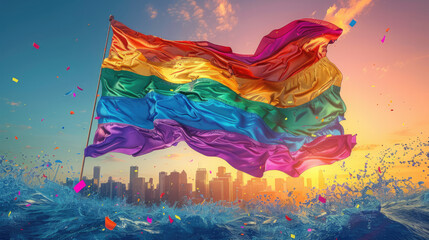 Pride rainbow flag - obrazy, fototapety, plakaty