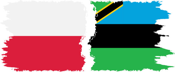 Zanzibar and Poland grunge flags connection vector
