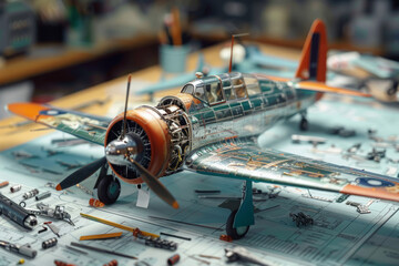 Close-up airplane model and aircraft design.