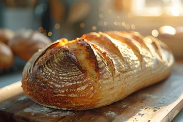  Close-up of bread on the table in the sunlight, beautiful and delicious. © MNFTs