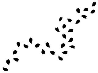 桜吹雪のシルエットのイラスト