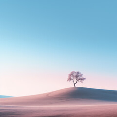 Minimal landscape with single tree