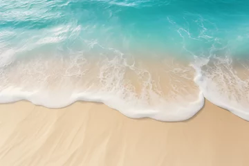 Raamstickers beautiful sandy beach and soft blue ocean wave © areef