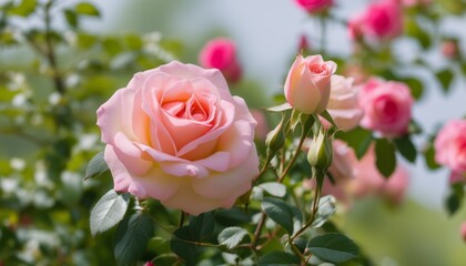  Blooming with beauty - A close-up of a delicate pink rose