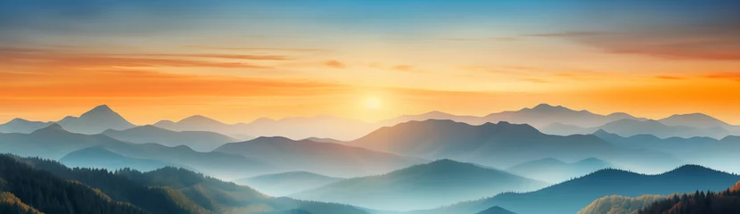 Photo sur Plexiglas Matin avec brouillard Mountain landscape at sunset, Nature Background.