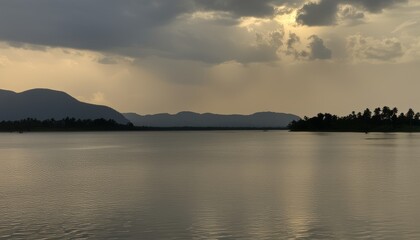  Tranquil lake under a dramatic sky