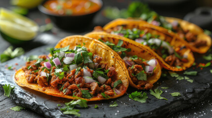 Traditional Mexican tacos in cinco de mayo