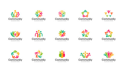 Colorful community logo template. modern creative community logo. nonprofit organization logo template. modern and minimalist people care logo template