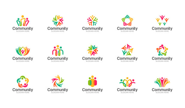 Colorful community logo template. modern creative community logo. nonprofit organization logo template. modern and minimalist people care logo template