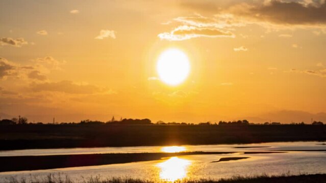 日没のタイムラプス