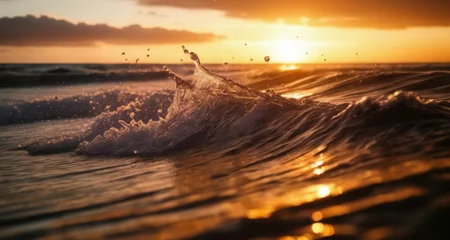 Fototapeten  The dance of the waves at sunset © vivekFx