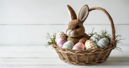 Fototapeta na wymiar Easter Basket Delight - A Hoppy Celebration!
