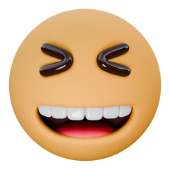 grinning squinting face 3d icon illustration