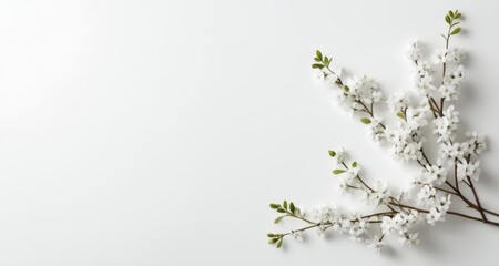  Elegant simplicity - A branch of white flowers against a minimalist backdrop