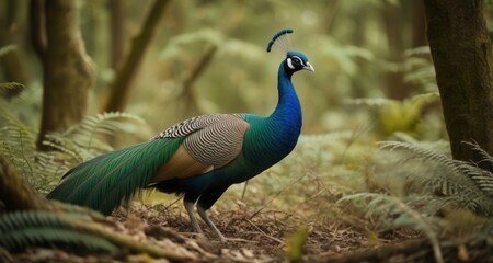  Peacock in the wild, showcasing its vibrant plumage