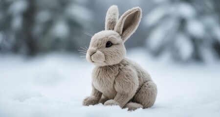  Winter's soft touch, a bunny's quiet rest