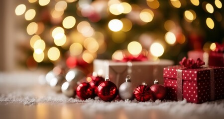 Fototapeta na wymiar Joyful Christmas Gifts and Decorations