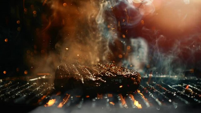 Scene grilled steak animation video looping motion