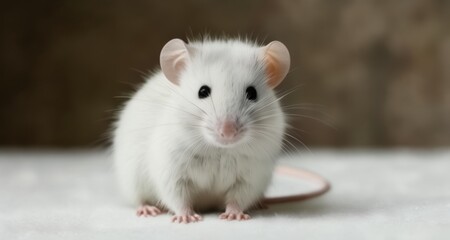  Curious white mouse on a soft surface