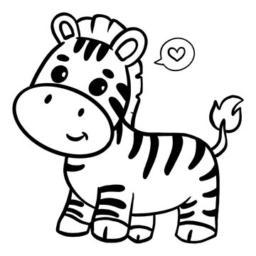 Zebra cartoon black and white doodle cute