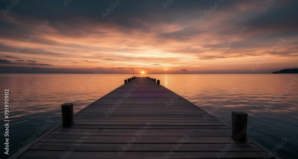 Poster  Peaceful sunset on the pier