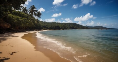 Fototapeta premium Tranquil beach escape under a clear sky