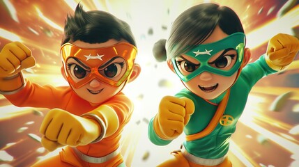 Dynamic Duo Asian Superheroes in Training