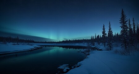 Fototapeta premium Serenity of a winter's night by the river