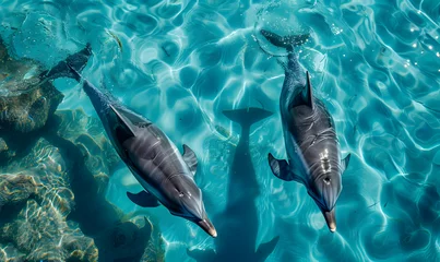 Foto auf Acrylglas Dolphins Swimming in Clear Water,Generative AI  © simba kim