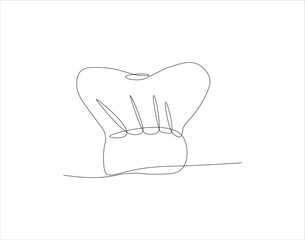 Continuous Line Drawing Of Chef Hat. One Line Of Chef Hat. Chef Hat Continuous Line Art. Editable Outline.