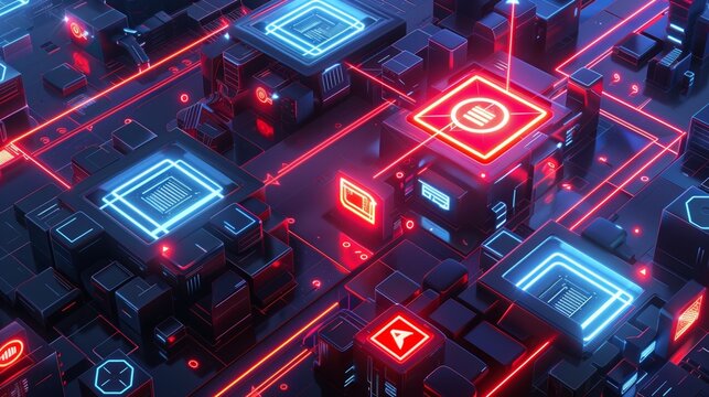 Platform game with different levels of cybersecurity