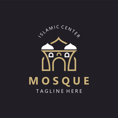 Mosque Logo design, simple islamic architecture, emblem symbol islamic center vector