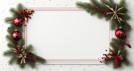 Fototapeta na wymiar Elegant Christmas Frame, Perfect for Holiday Cards or Decorations