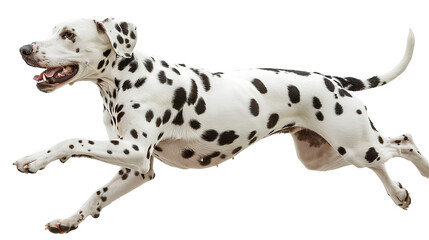 Healthy Dalmatian dog jumping, isolated on transparent background