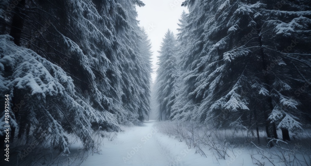 Poster  Snowy path through a winter wonderland