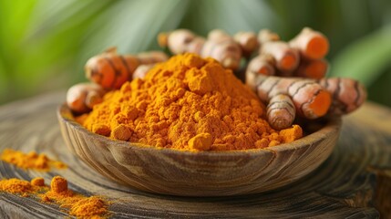 Turmeric from Madura, Indonesia, is known as a spice with anti-inflammatory and antioxidant properties - obrazy, fototapety, plakaty