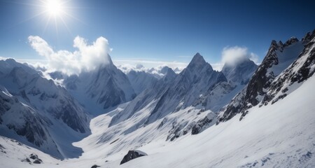  Majestic mountain peaks under a clear sky