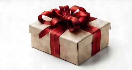 Fototapeta premium A gift box with a red ribbon, ready to bring joy