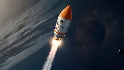 Space Rocket Launches into the Sky with Incredible Speed,rocket to the moon