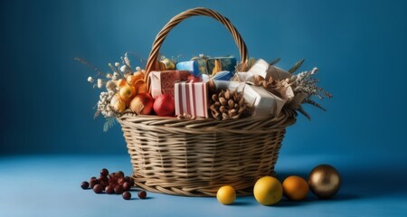  Basket of festive delights, perfect for holiday cheer! - obrazy, fototapety, plakaty